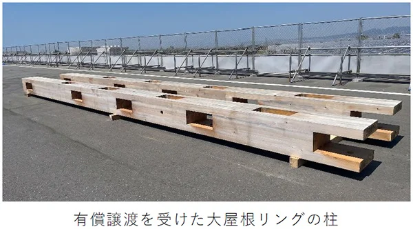 大屋根リングの木材を使う阪神なんば線 伝法駅・福駅のベンチのイメージ